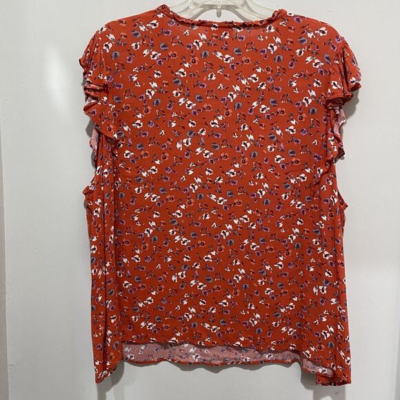 Molly & Isadora Top Plus Size 4X V-Neck Flutter Sleeve Tunic Abstract Floral - Picture 3 of 7